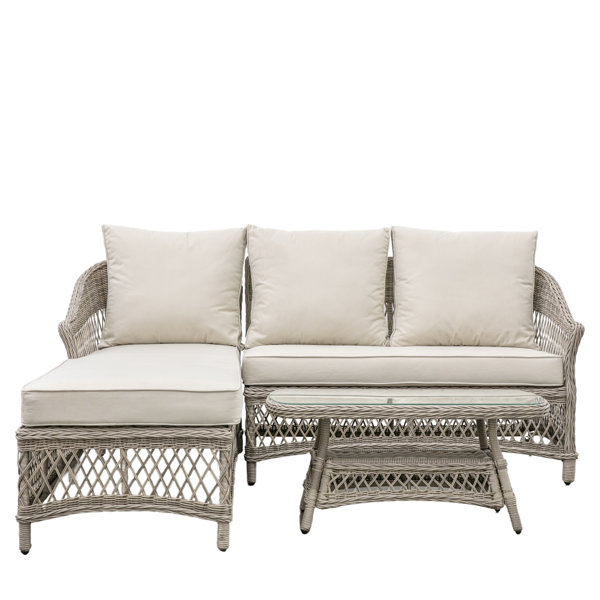 Rosalind Wheeler 4 Sitzer Lounge Set Chadi Aus Rattan Mit Polster